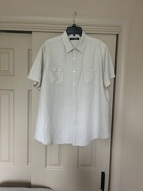 John Henry Mens ss texured linen/ cotton type button down sz XL